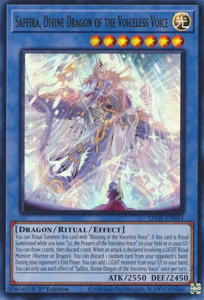 Yu-Gi-Oh! - Saffira, Divine Dragon of the Voiceless Voice - LEDE-EN034 - Ultra Rare - NM