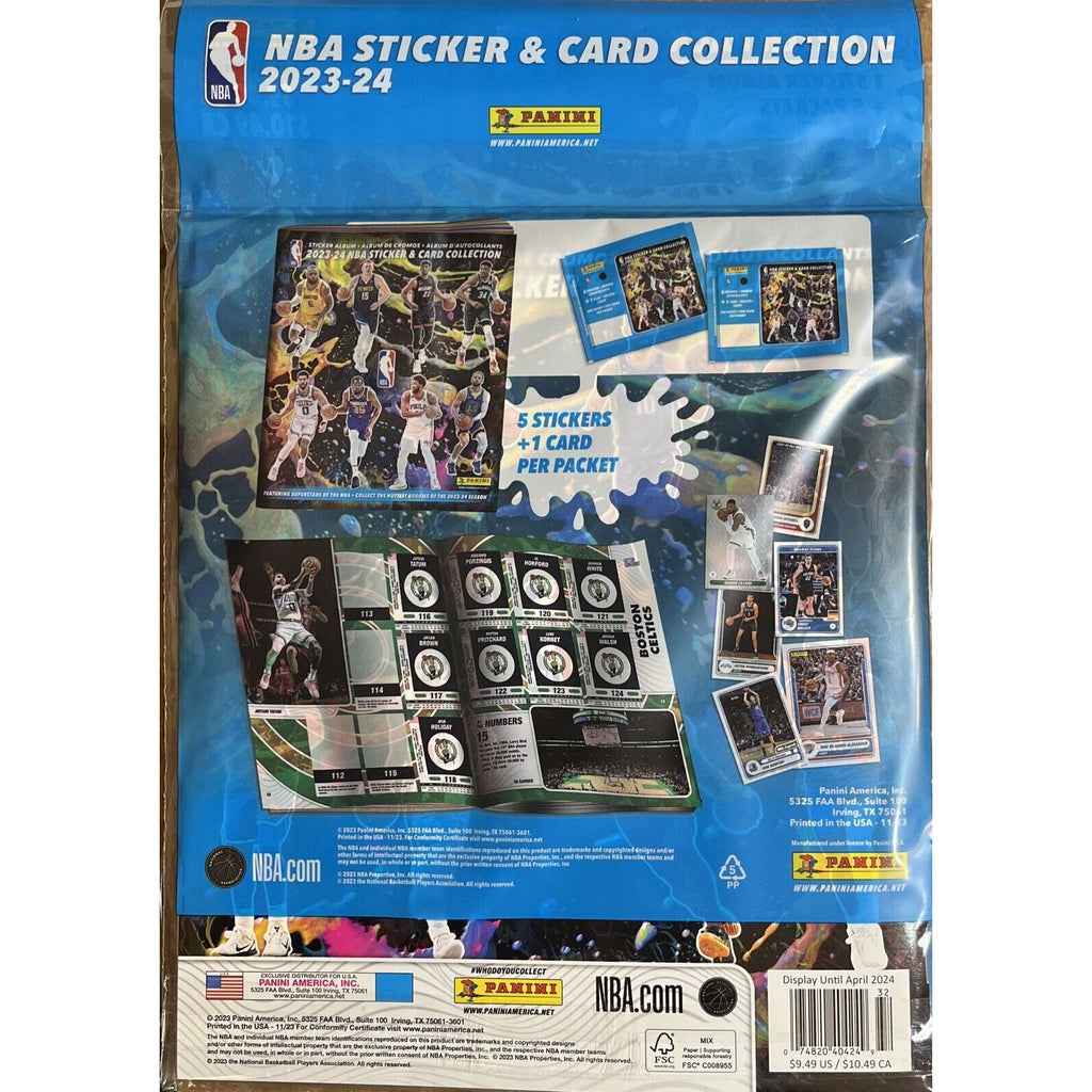 Panini - 2023 -24 NBA Sticker &amp; Card Collection Album + 5 Packs Stickers
