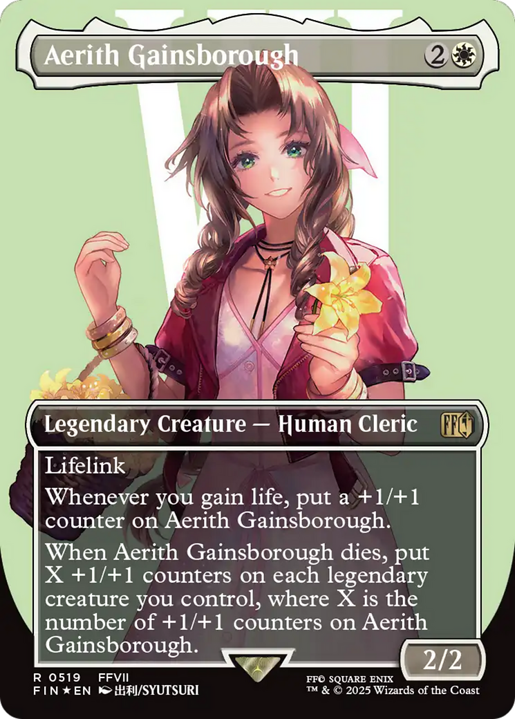Aerith Gainsborough (Borderless) (Surge Foil) (FIN-519) - FINAL FANTASY (Borderless) Foil
