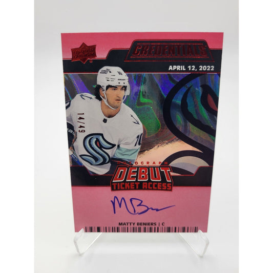 Matty Beniers - 2022-23 Credentials Hockey - Debut Ticket Access Autographs Red #DTAA-BE (SN49)