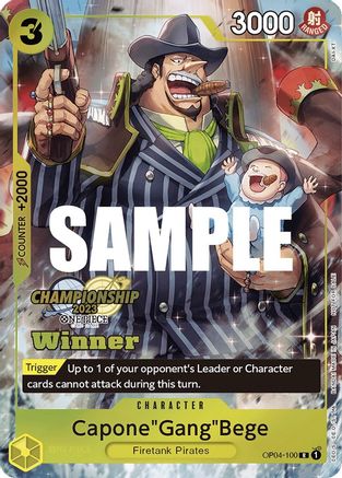 Capone"Gang"Bege (CS 2023 Top Players Pack) [Winner] (OP04-100) - One Piece Promotion Cards Foil