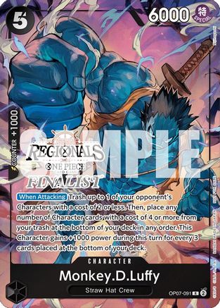 Monkey.D.Luffy (091) (Offline Regional 2024 Vol. 3) [Finalist] (OP07-091) - One Piece Promotion Cards Foil