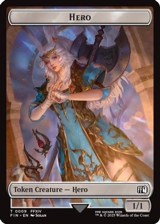 Hero (0009) // Treasure (0023) Double-Sided Token (FIN-9 // 23) - FINAL FANTASY Foil