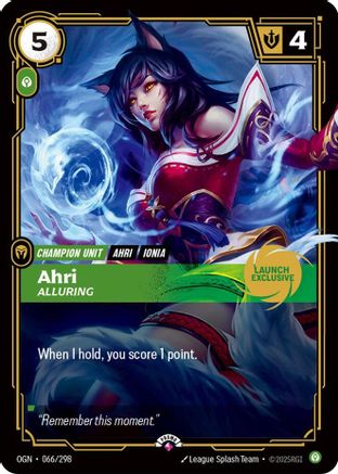 Ahri - Alluring (Launch Exclusive) (066/298) - Riftbound Promotional Cards Foil