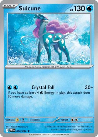 Suicune 026  - Reverse Holofoil ME02 Phantasmal Flames - Rare