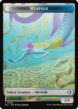 Merfolk // Worm Double-Sided Token (ECL-8 // 9) - Lorwyn Eclipsed Foil