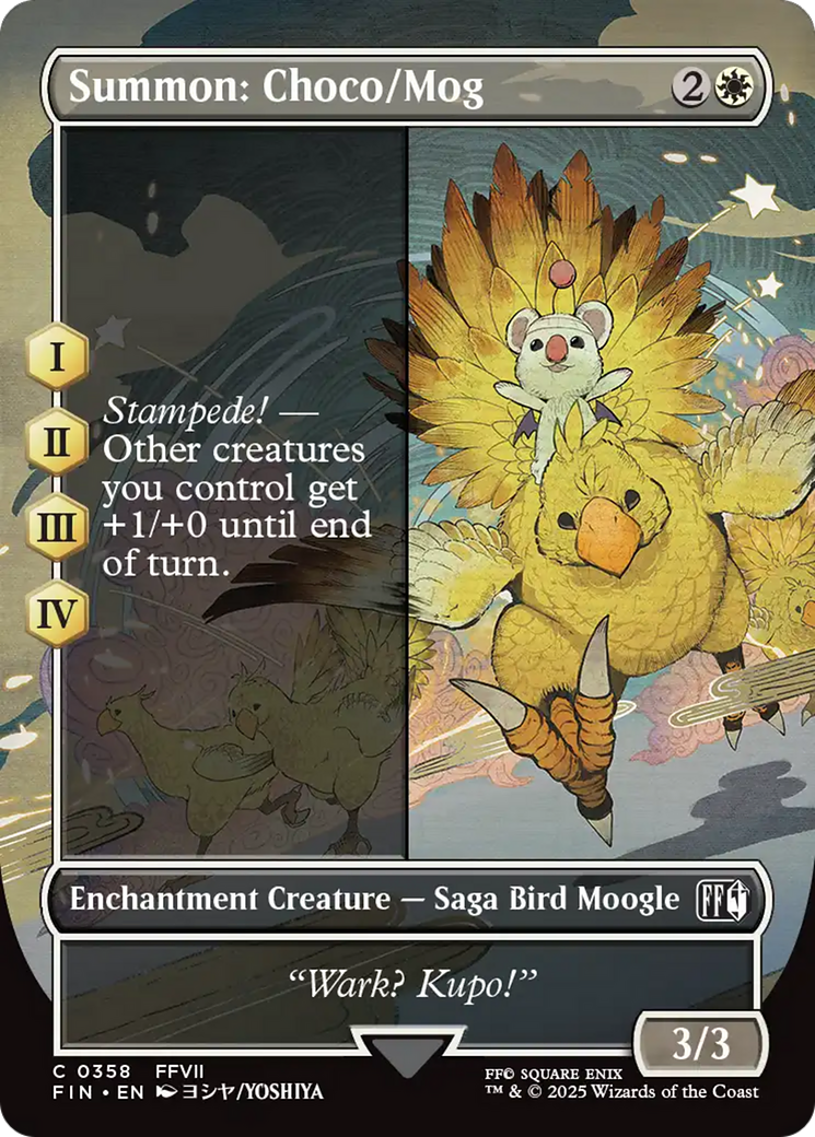 Summon: Choco/Mog (Borderless) (FIN-358) - FINAL FANTASY: (enchantment) (Borderless) Foil