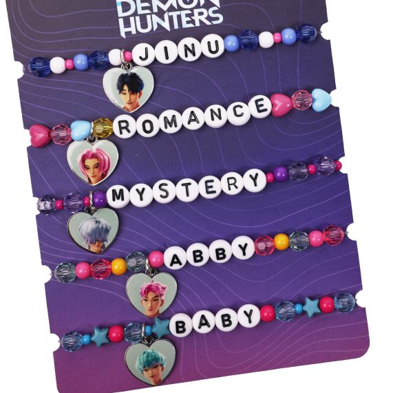 KPop Demon Hunters SAJA Boys Tradesies Character Bracelets – 5 Pack Beaded Stretch Bracelet Set