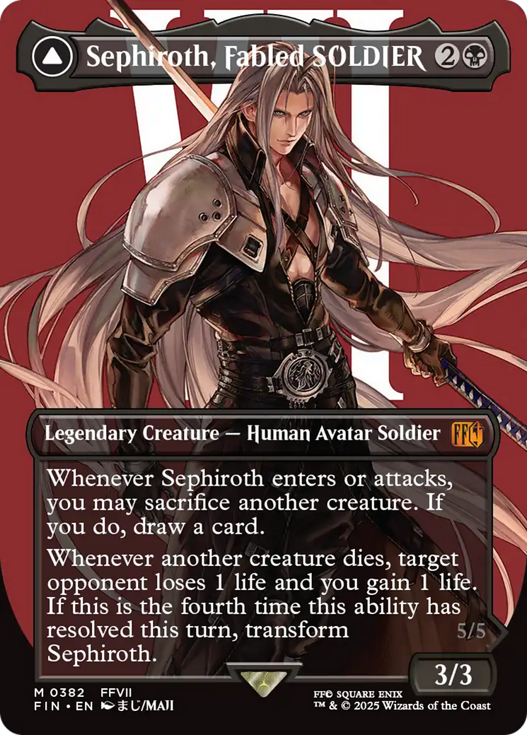 Sephiroth, Fabled SOLDIER (0382) (Borderless) (FIN-382) - FINAL FANTASY (Borderless) Foil