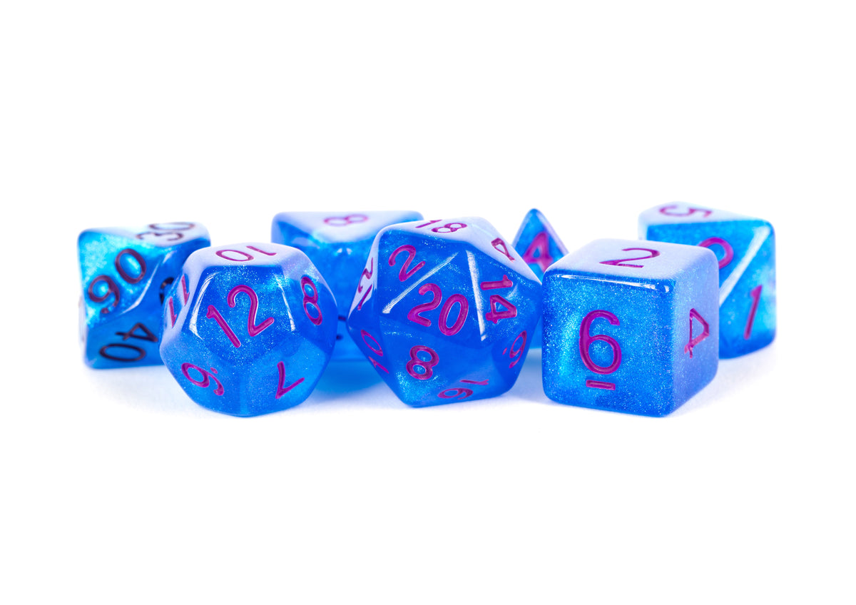 Fanroll - Acrylic 7 Dice Set Stardust Blue W/Purple 16mm