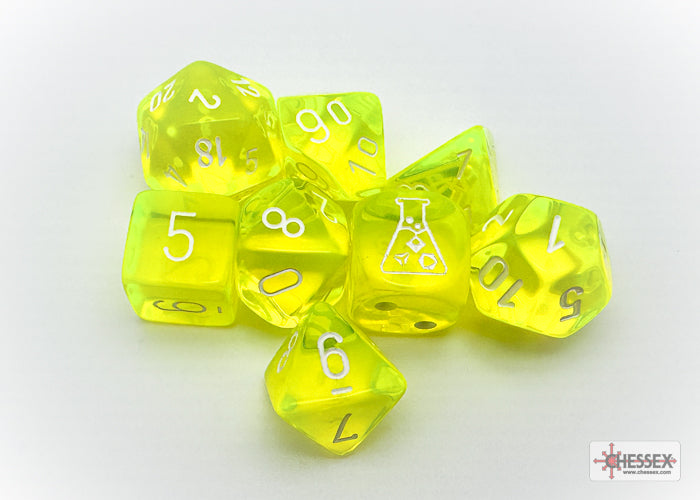 Chessex - Translucent 7-Die Set - Neon Yellow/White