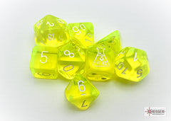 Chessex - Translucent 7-Die Set - Neon Yellow/White