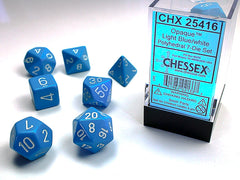 Chessex 7-Die Set Box - Light Blue/White