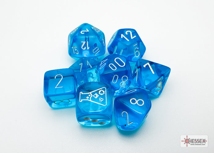 Chessex - Translucent 7-Die Set - Tropical Blue/White