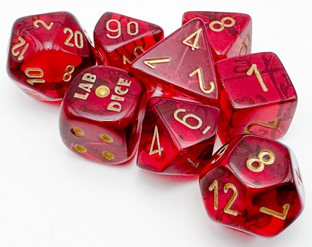 Chessex - Translucent 7-Die Set - Crimson/Gold