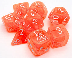 Chessex - Translucent 7-Die Set - Neon Orange/White