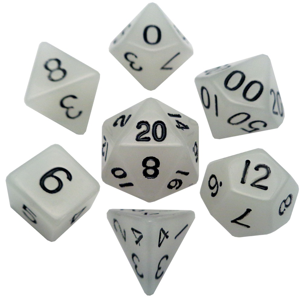 Fanroll - Acrylic 7 Dice Set Glow Clear 16mm