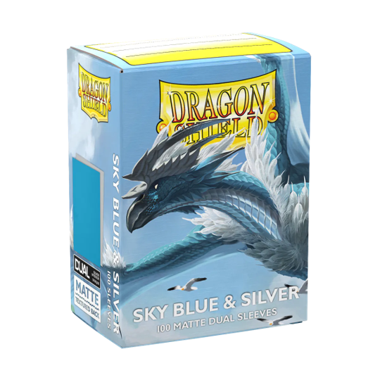 Dragon Shield Sleeves - Dual Matte (100-Count) Sky-Blue and Silver