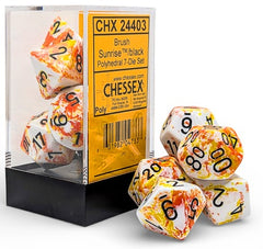 Chessex - 7-Die Set  - Brush Sunrise/Black (24403)