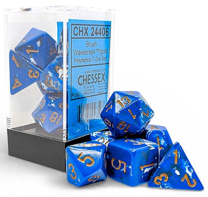 Chessex - 7-Die Set  - Brush Polyhedral Wavebreak/Gold (24406)