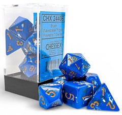 Chessex - 7-Die Set  - Brush Polyhedral Wavebreak/Gold (24406)
