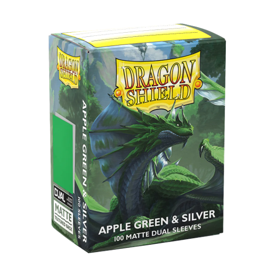 Dragon Shield Sleeves - Dual Matte (100-Count) Apple Green and Silver