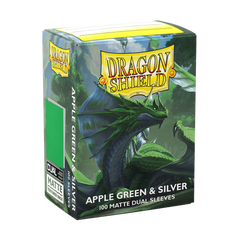 Dragon Shield Sleeves - Dual Matte (100-Count) Apple Green and Silver