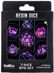 Fanroll - Resin 7-Dice Set - Eternal Purple/Blue in Premium Box Packaging