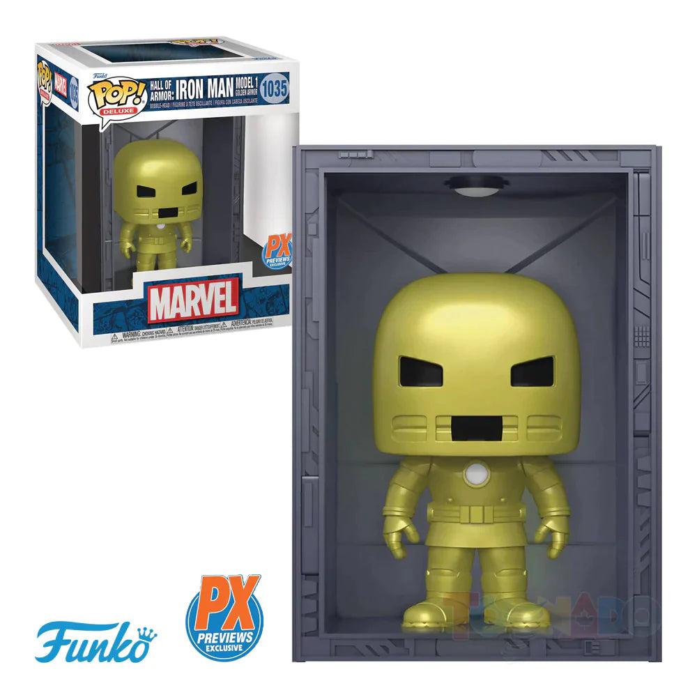 Funko POP! Deluxe: PX Previews Hall of Armor - Iron Man Model 1 Golden Armor - Geek & Co.