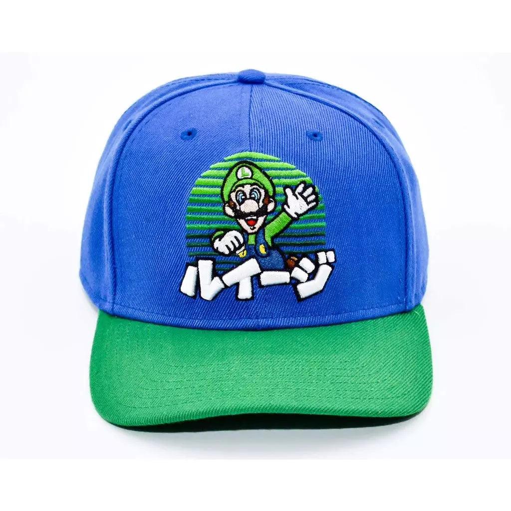 Nintendo - Luigi Kanji Japanese - Blue & Green - Adjustable Snapback Hat Cap - Geek & Co.